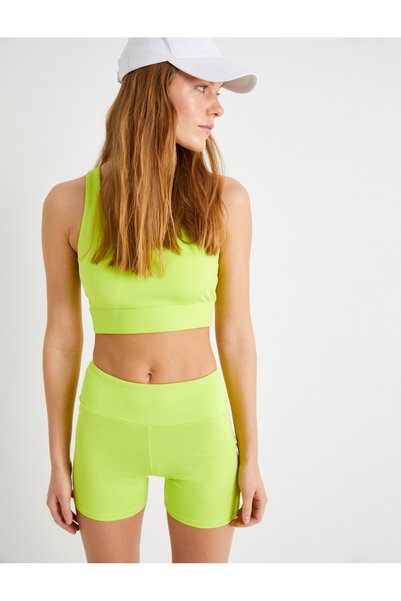 Koton Sports Bra Cross Strap Back Covered U Neck Slim Fit