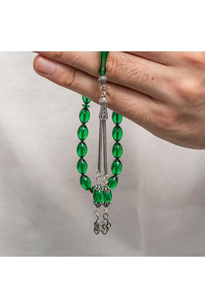 Skygo Silver Tasseled Clamping Amber Prayer Beads