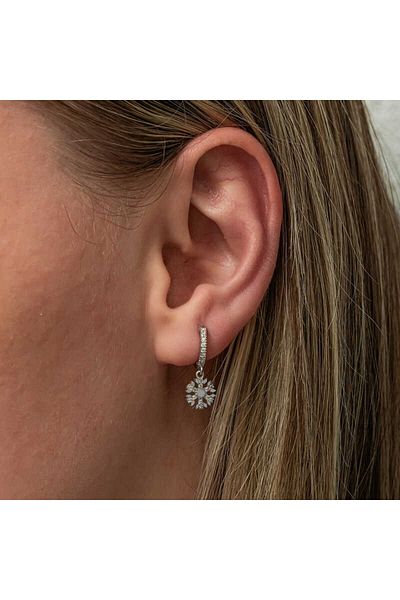 Skygo Women's Earrings - Silver Dangle Snowflake
