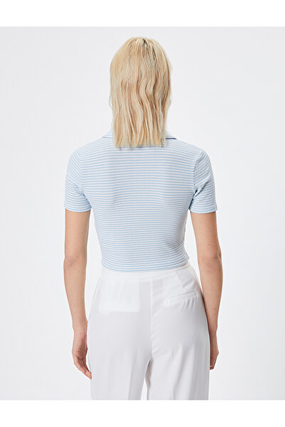 Koton Tricou cu guler polo cu mânecă scurtă cu jumătate de fermoar