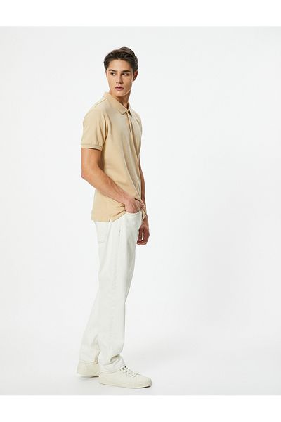 Koton Polo Neck T-Shirt Slim Fit Buttoned Short Sleeve