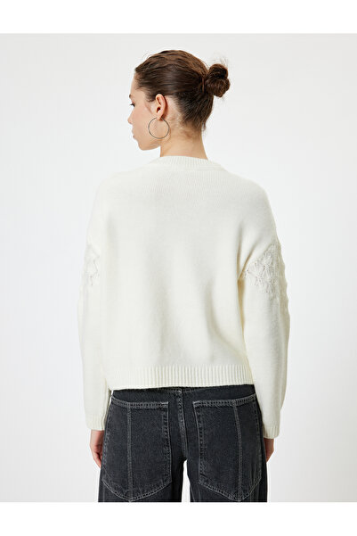 Koton Pletený svetr s dlouhým rukávem s dlouhým rukávem z kamene