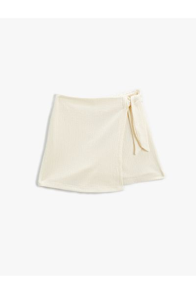 Koton Shorts Skirt Waist Double Breasted Side Tied