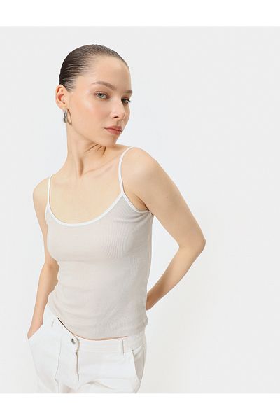 Koton Tanktop aus gerippter Baumwolle mit dünnen Trägern