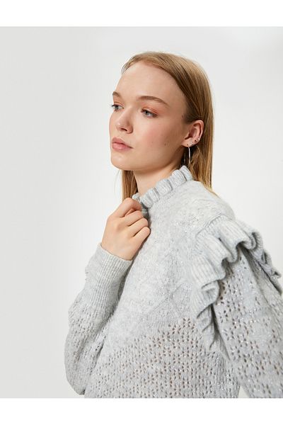 Koton Állványgalléros kötöttáru pulóver - Ruffle Detail