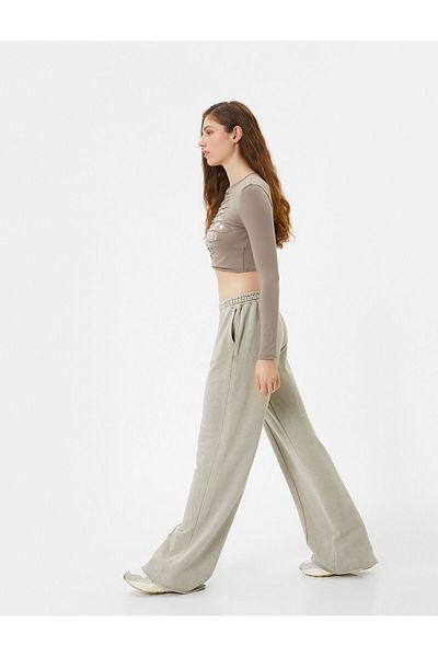 Koton Wide Leg Sweatpants with Tie Waist
