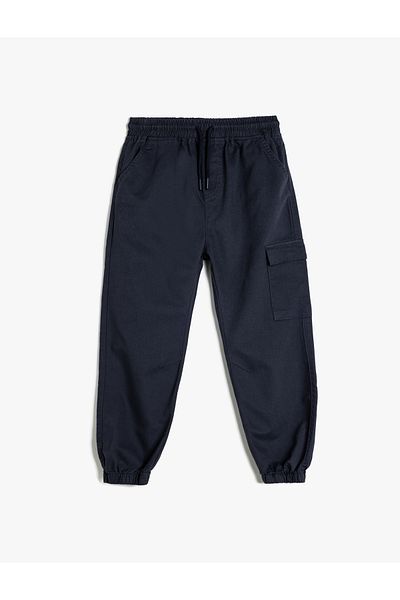 Koton Cotton Jogger Pants - Cargo Pocket and Waist Tie