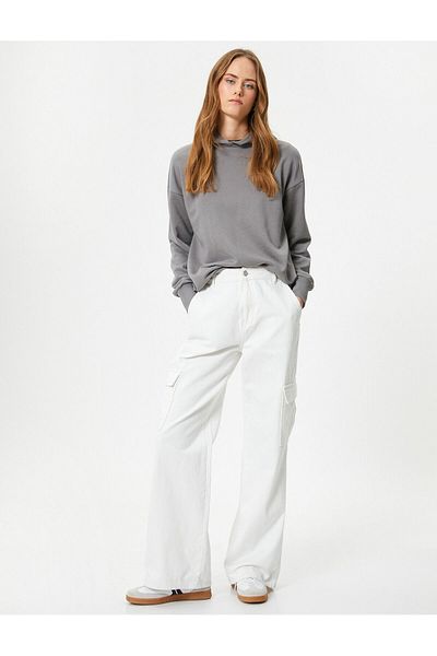 Koton Basic Hooded Sweatshirt with Cotton Blend