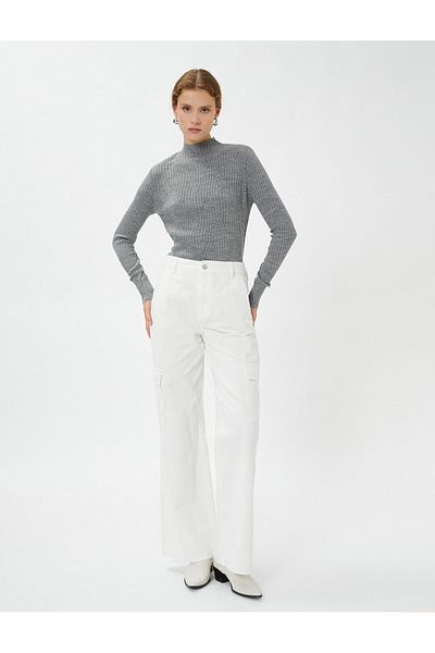 Koton Half Turtleneck Sweater Knitwear Slim Fit Cashmere Textured
