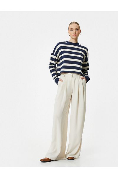Koton Crew Neck Sweatshirt Off Shoulder Long Sleeve