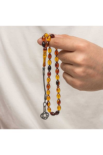 Skygo Silver Kazaz Tasseled Tight Amber Rosary