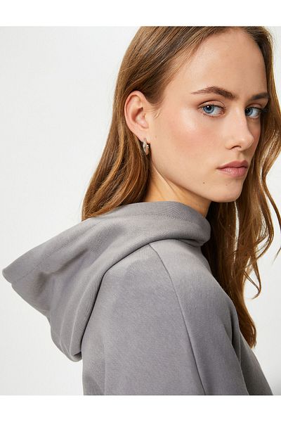 Koton Basic Hooded Sweatshirt with Cotton Blend