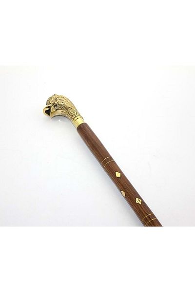 Skygo Brass Lion Bust Walking Stick