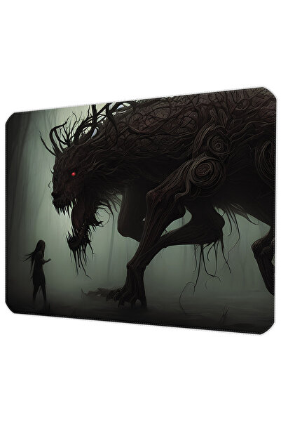 ilyuka 40X30cm Gaming Oyuncu Mousepad Kaymaz Kauçuk Taban Dikişli Kenar Spooky Beast MP264030