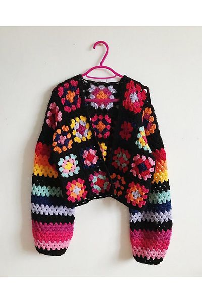 El örgüsü Motif Crochet Cardigan for Women, Hand Knitted Cardigan, Trend Cardigan