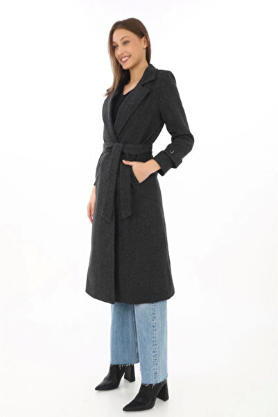 buğrahayalin Lined Fish Back Cashmere Cashmere Coat - Black