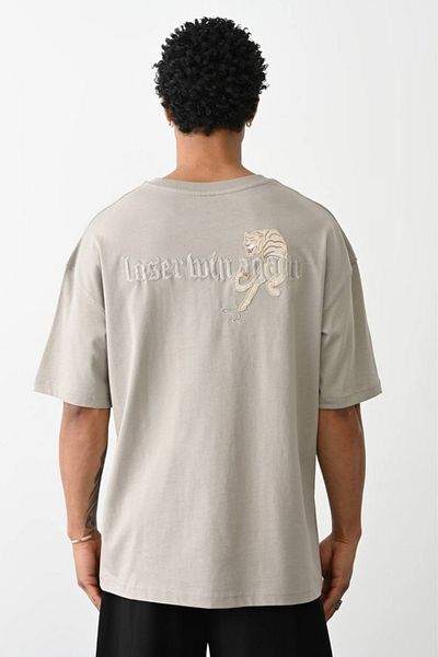 CreativeStyle Ανδρικό μπλουζάκι Oversize Μπροστινό Πίσω Κέντημα Tiger