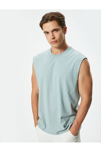 Koton Ärmelloses Baumwoll-T-Shirt mit Rundhalsausschnitt – Basic