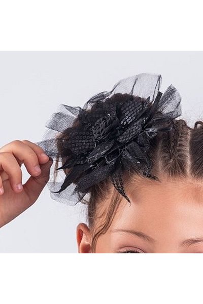 Mnk Baby&Kids Black Pompom Accessory Sleeve and Hair Clip - M00666