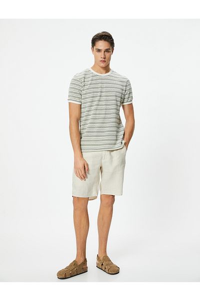 Koton Textured T-Shirt Short Sleeve Crew Neck
