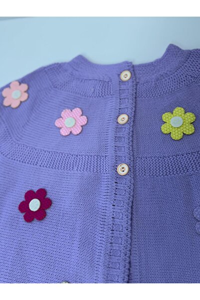 EM&FA TEKSTİL Floral Girl's Knitwear Vest with Robe 5-8 Years