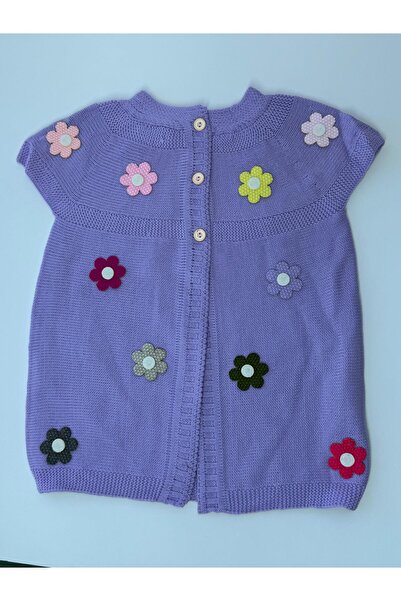 EM&FA TEKSTİL Floral Girl's Knitwear Vest with Robe 5-8 Years