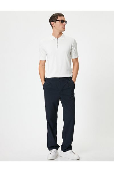 Koton Knitwear Polo Collar Sweater - Half Zipper, Short Sleeve