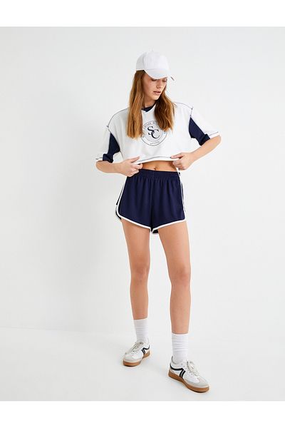Koton Crew Neck and Slit Short Sleeve Sports T-Shirt - Back Printed
