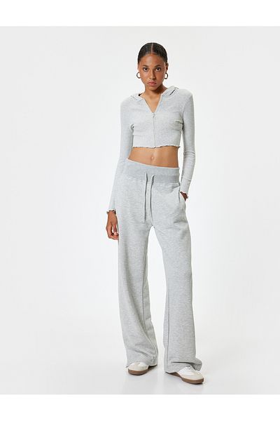 Koton Long Sleeve Slim Fit Crop Cardigan - Hooded and Zippered