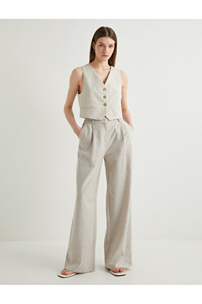 Koton Παντελόνι σε συνδυασμό με λινό Palazzo με φαρδιά πόδι, κανονική μέση