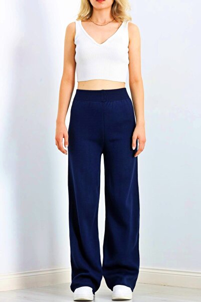 Yeppmoda Kadın Bol Paça Triko Pantolon