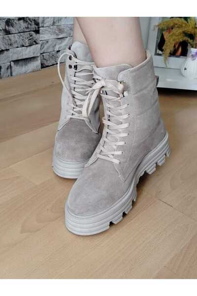 Zera süet bej hakiki deri kadın bot