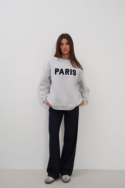 Black Fashion Crew Neck Raised Gray Sweatshirt