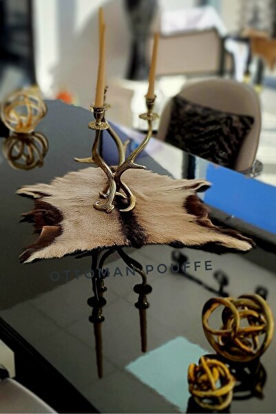 Ottoman Pouffe Art Deco Hakiki Deri Oğlak Postu 45x55cm. Dana Inek Koyun Post Posteki Ev Dekorasyon