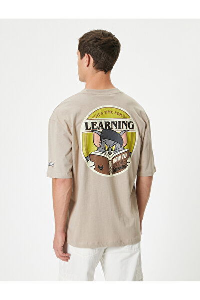 Koton Βαμβακερό μπλουζάκι υπερμεγέθη Tom and Jerry με άδεια χρήσης - κοντό μανίκι, λαιμόκοψη