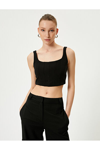 Koton Crop Athlete Corset Look Τετράγωνο γιακά λουράκι