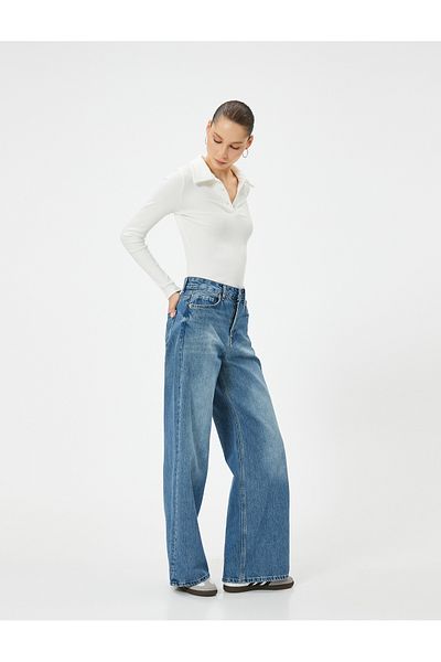 Koton Bavlněné Slim Fit tričko Polo s dlouhým rukávem