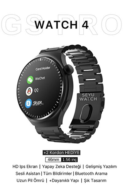 St Morritz Watch Hx Pro Kordon Hediyeli 46mm Akıllı Saat Iphone Ve Android Tüm Telefonlara Uyumlu