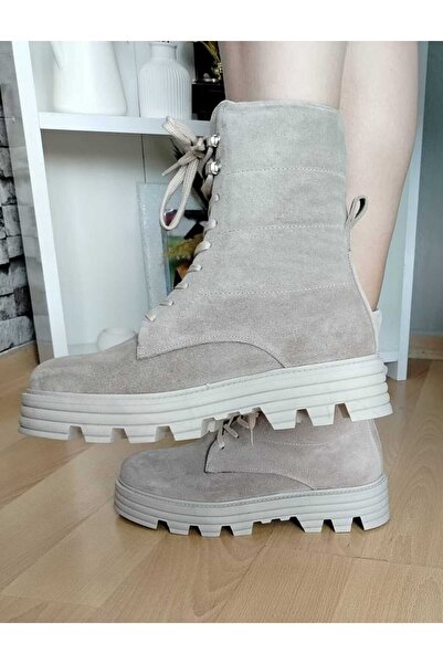 Zera süet bej hakiki deri kadın bot