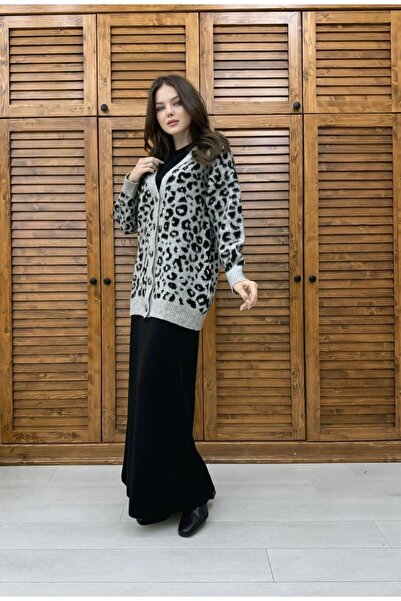 Cardella Premium Quality Leopard Pattern Cardigan Suit Skirt Cardigan Underwear Three Piece Knitwear Suit