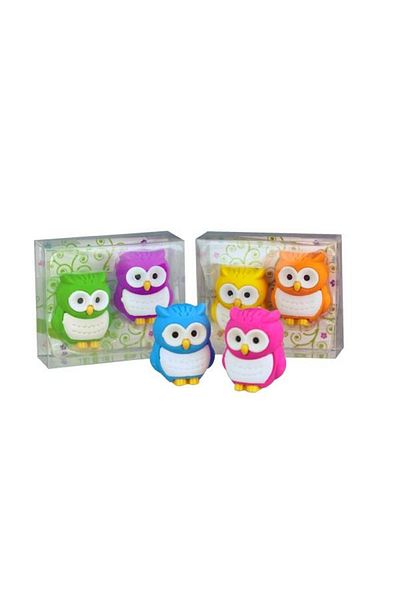 Bebeluc Set of 2 owl-shaped erasers