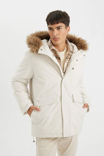 DeFacto Ecru Men's Sheepskin Coat