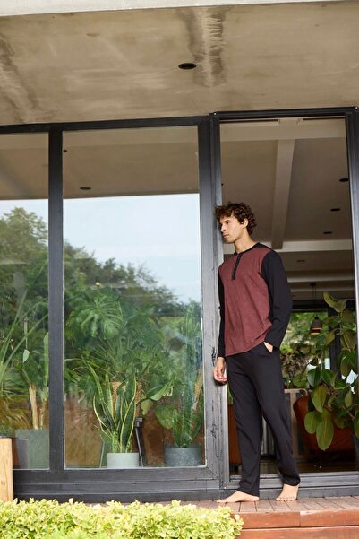 İpek Men's Long Sleeve Plus Size 100% Cotton Pajama Set