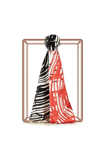 ipekevi Colorful Zebra Patterned Silk Shawl Model 01