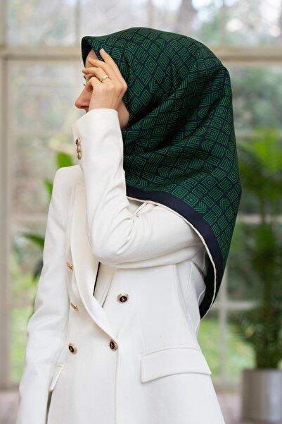 Vissona Women's Twill Silk Scarf Emerald Green - Navy Blue