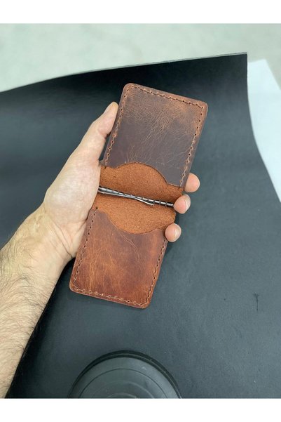 Elvis Store محفظة جلدية أصلية لحامل البطاقات مع مشبك للنقود