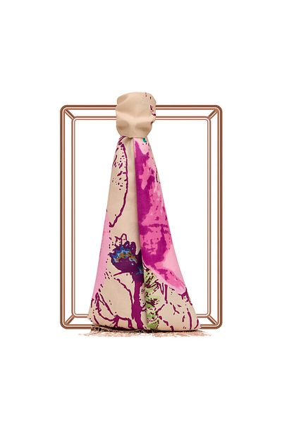 ipekevi Misty Pink Patterned Silk Shawl 2607