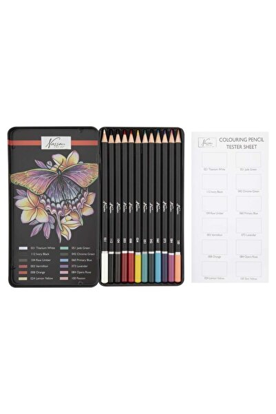 Bebeluc Set 12 creioane colorate, in cutie metalica, Fine Art, Nassau