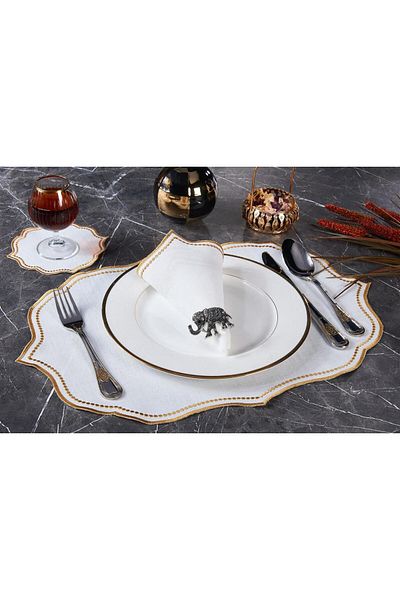 Onedekor 6 τεμαχίων American Service Κεντημένο Lisa Linen Effect (Πλένεται στο πλυντήριο)