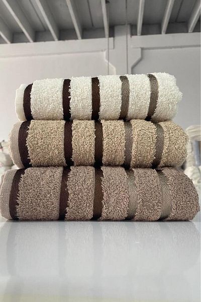 Çeyiz Diyarı Σετ πετσετών χεριών και προσώπου Karbeyaz Jacquard 3 τεμαχίων